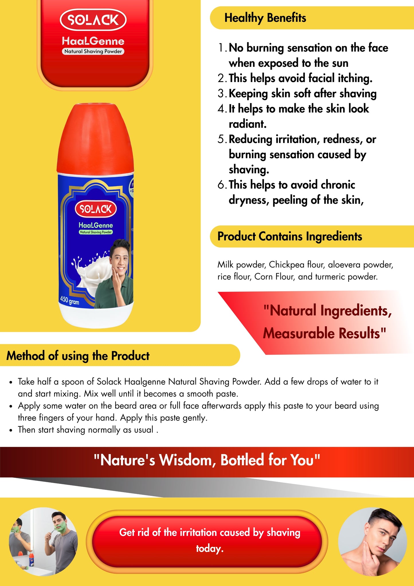 Solack Haalgenne Natural Shaving Powder 230 gram